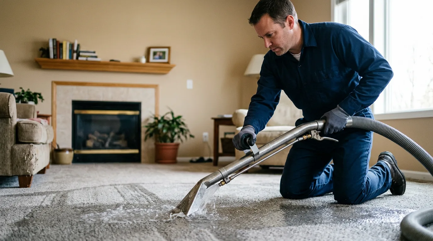 Water damage restoration technician working near Seatonville, IL